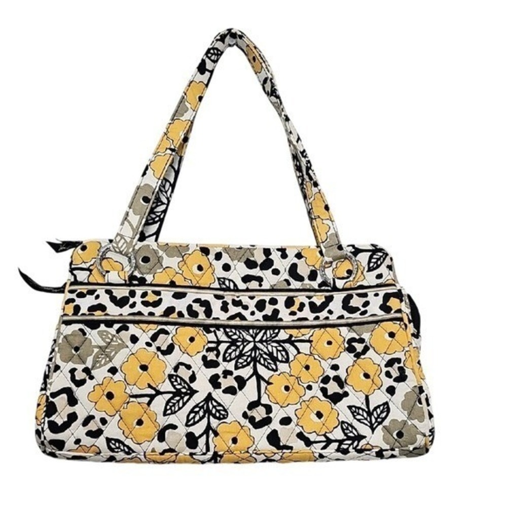 Discontinued Vera Bradley Go Wild Black Yellow Medium Sized Shoulder Bag Classic